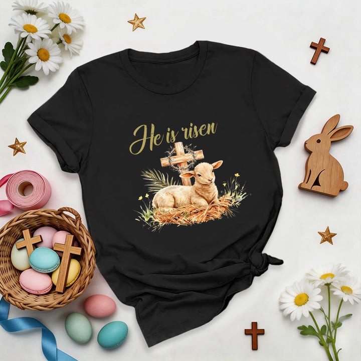 Christianartworkshop Lamb & Cross Easter T-Shirt - Black - 2XL - image 0