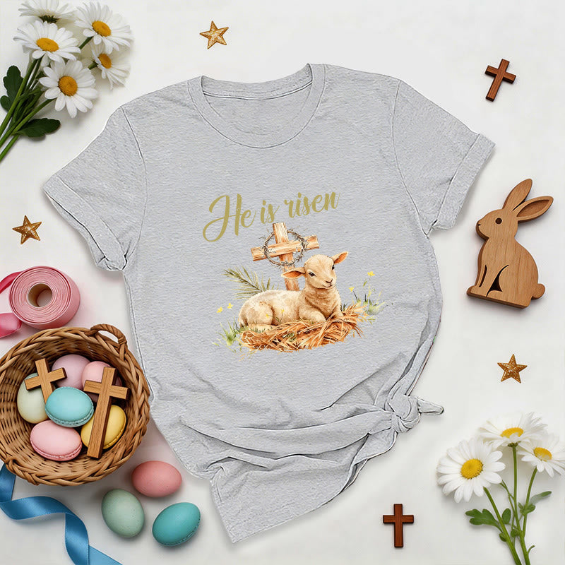 Christianartworkshop Lamb & Cross Easter T-Shirt - Grey - 2XL - image 7
