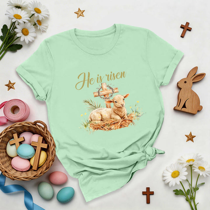 Christianartworkshop Lamb & Cross Easter T-Shirt - Light Green - 2XL - image 3