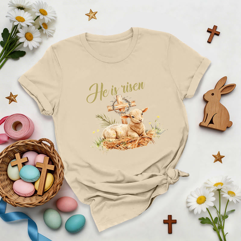 Christianartworkshop Lamb & Cross Easter T-Shirt - Beige - 2XL - image 5