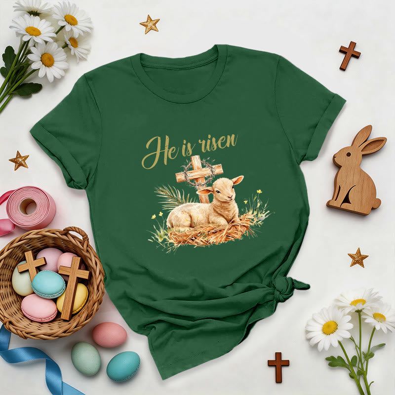 Christianartworkshop Lamb & Cross Easter T-Shirt - Dark Green - 2XL - image 1