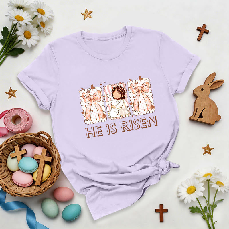 Christianartworkshop Easter Bunny Girl Resurrection T-Shirt - Purple - 2XL - image 1