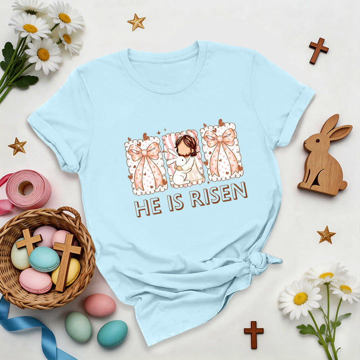 Christianartworkshop Easter Bunny Girl Resurrection T-Shirt - Blue - 2XL - image 3