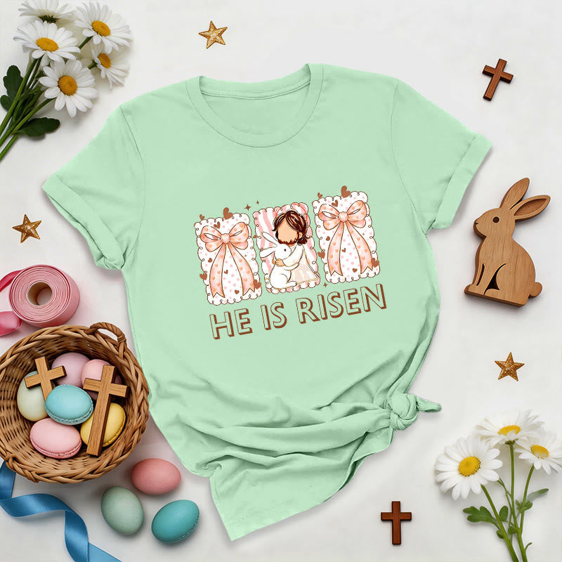 Christianartworkshop Easter Bunny Girl Resurrection T-Shirt - Light Green - 2XL - image 2