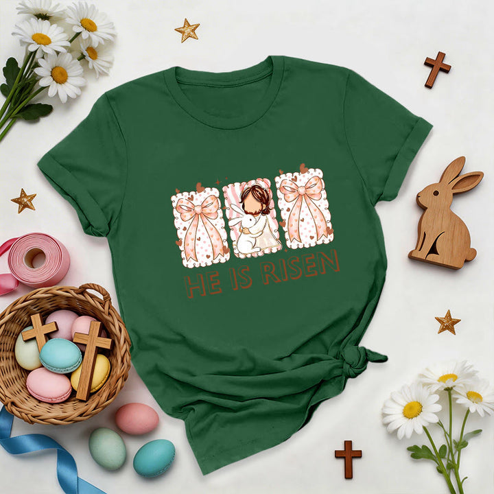 Christianartworkshop Easter Bunny Girl Resurrection T-Shirt - Dark Green - 2XL - image 0
