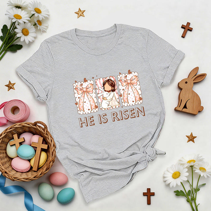 Christianartworkshop Easter Bunny Girl Resurrection T-Shirt - Grey - 2XL - image 6