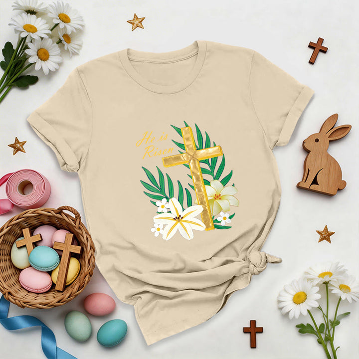 Christianartworkshop Resurrection Glory Golden Cross T-Shirt - Beige - 2XL - image 3