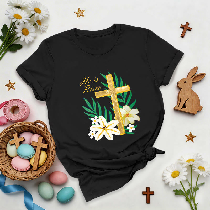 Christianartworkshop Resurrection Glory Golden Cross T-Shirt - Black - 2XL - image 7