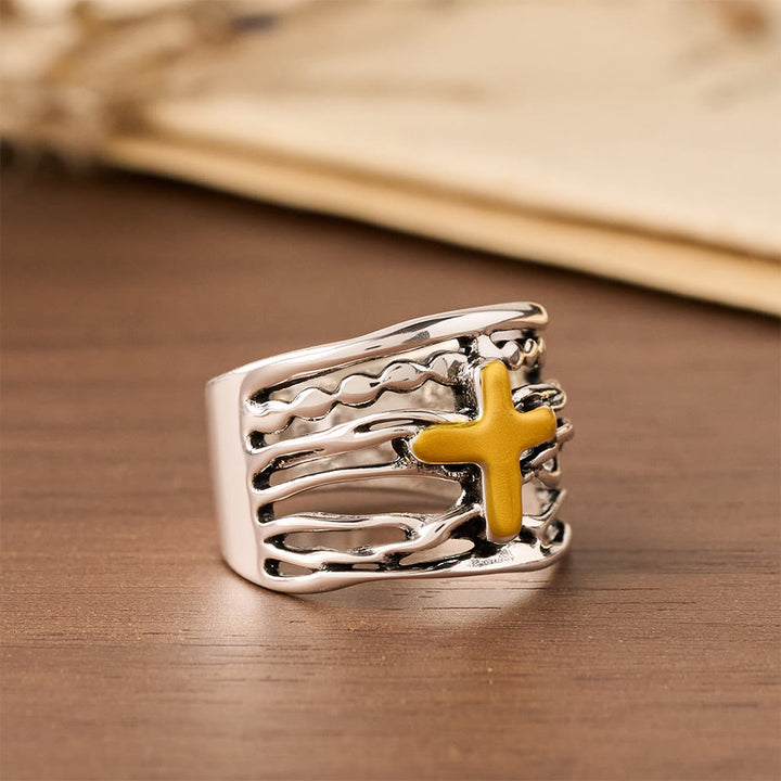 Christianartworkshop Two-Tone Copper Cross Ring: Quiet Reminder of Peace & Grace - image 3