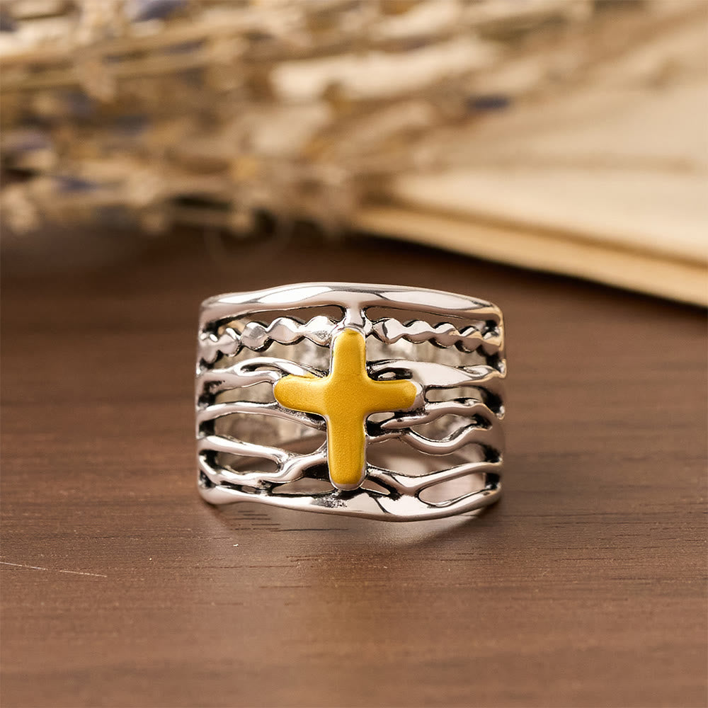 Christianartworkshop Two-Tone Copper Cross Ring: Quiet Reminder of Peace & Grace - image 2