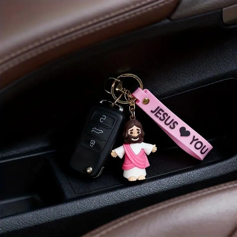 Christianartworkshop Jesus & JESUS LOVE YOU Heartfelt Daily Accessory Keychain - image 8