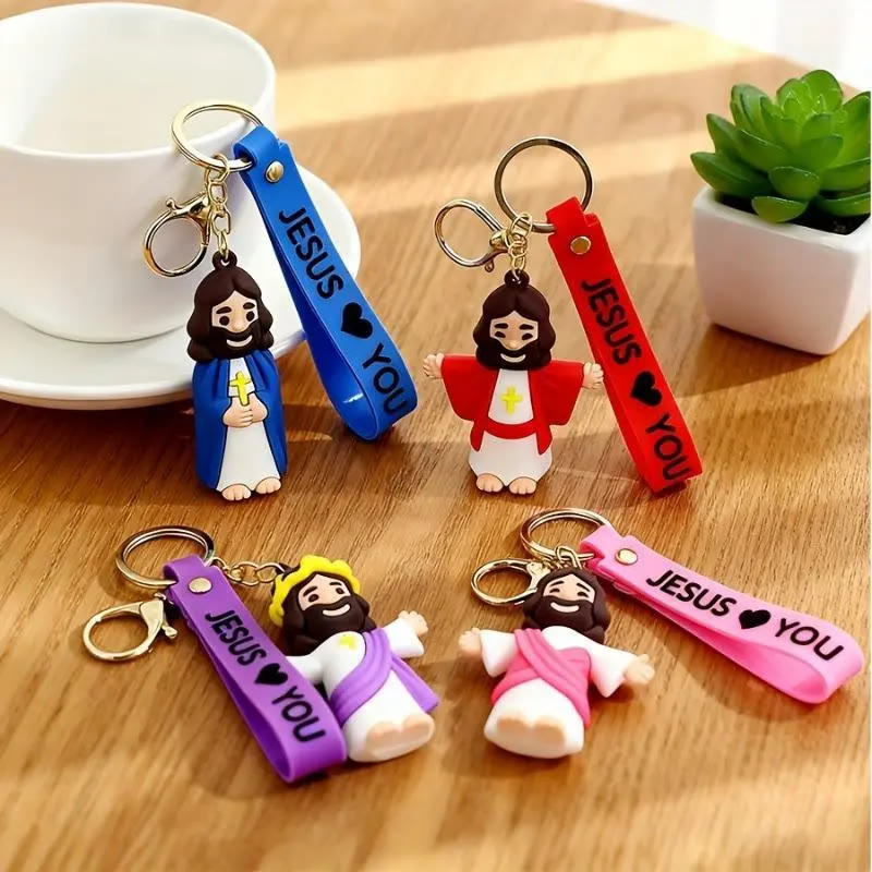 FREE Today: Jesus & JESUS LOVE YOU Heartfelt Daily Accessory Keychain - Set of 4pcs - image 0