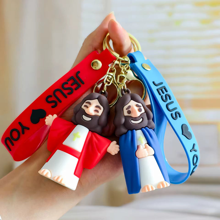 Christianartworkshop Jesus & JESUS LOVE YOU Heartfelt Daily Accessory Keychain - image 5