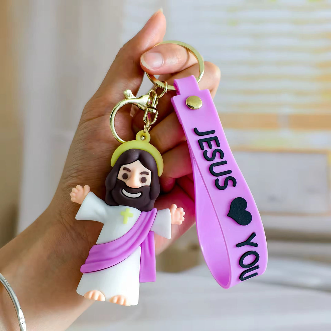 Christianartworkshop Jesus & JESUS LOVE YOU Heartfelt Daily Accessory Keychain - Purple - image 13