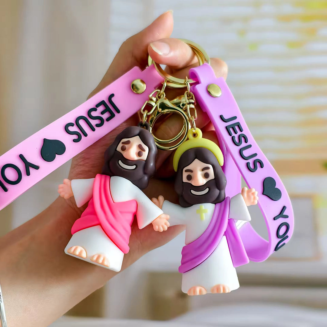 Christianartworkshop Jesus & JESUS LOVE YOU Heartfelt Daily Accessory Keychain - image 4