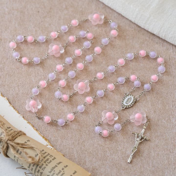 FREE Today: Pastel Bead Floral Cluster Rosary: A Symbol of Marian Purity and Faith - image 3