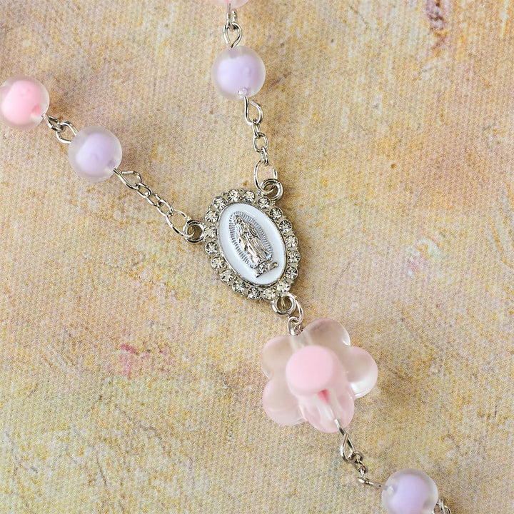 Christianartworkshop Pastel Bead Floral Cluster Rosary: A Symbol of Marian Purity and Faith - image 5