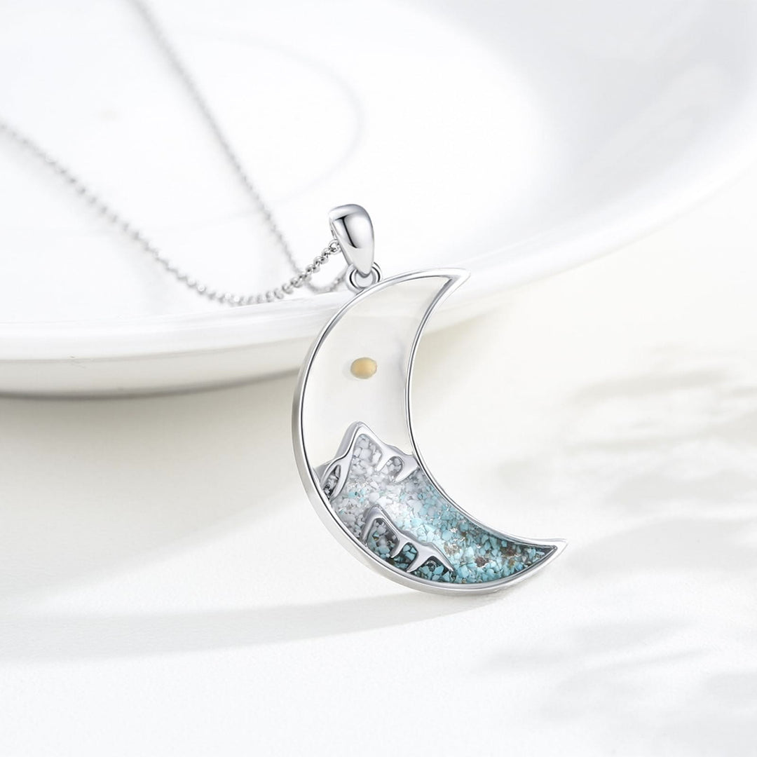 FREE Today: Mustard Seed Crescent Moon & Cross Necklace: Turquoise Inlay & Silver-Tone Design - Moon - image 0