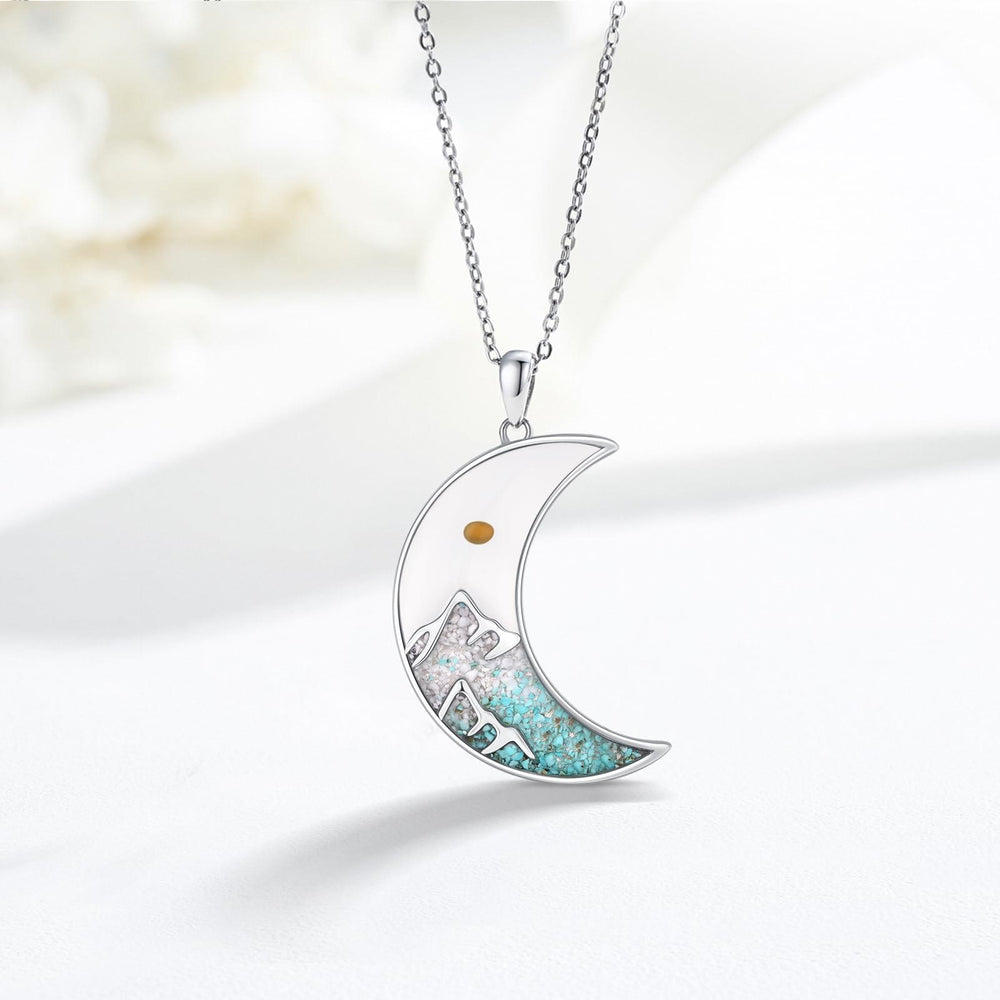 FREE Today: Mustard Seed Crescent Moon & Cross Necklace: Turquoise Inlay & Silver-Tone Design - image 1