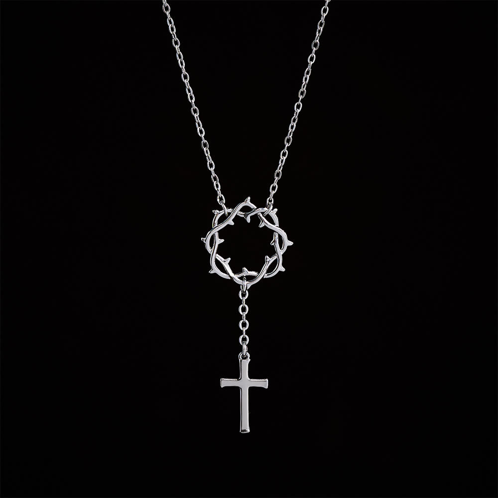 Christianartworkshop Thorn Crown Cross Necklace: A Symbol of Christ’s Passion & Redemption - Silver - image 4