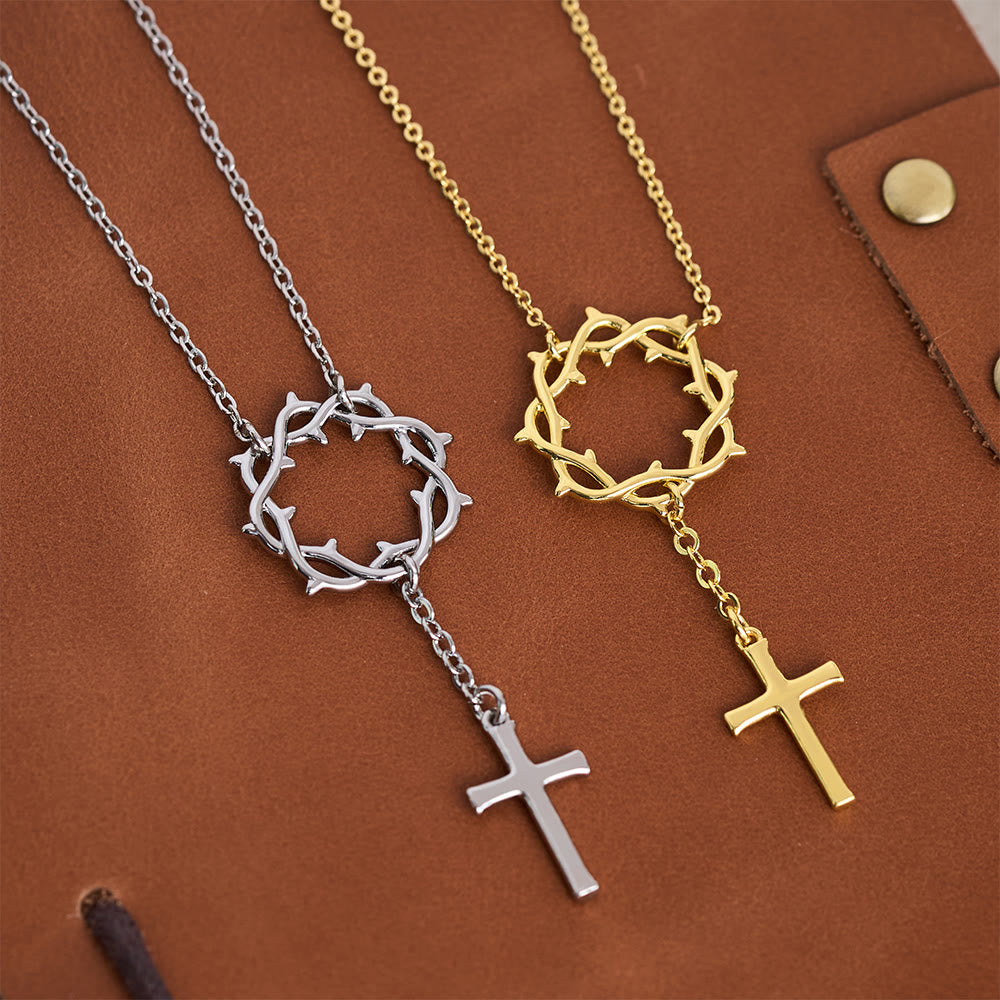 Christianartworkshop Thorn Crown Cross Necklace: A Symbol of Christ’s Passion & Redemption - image 0