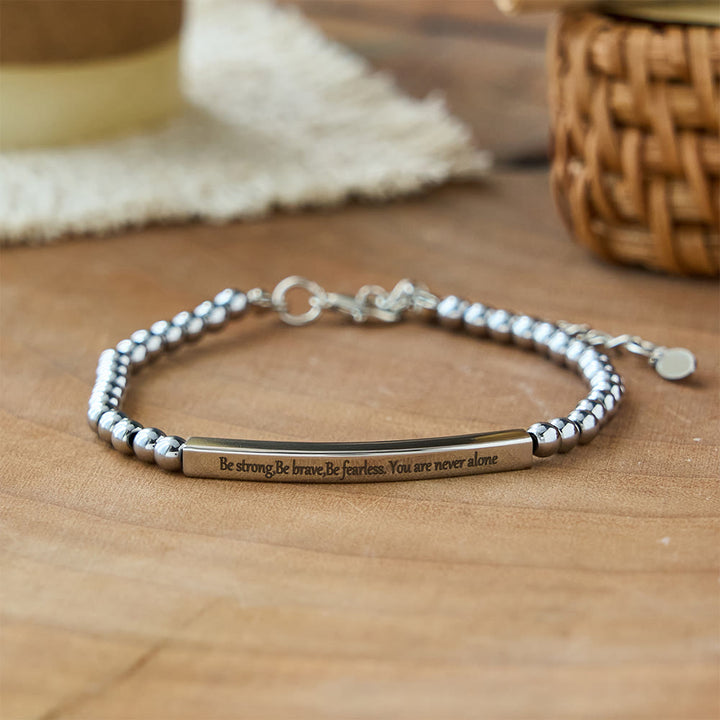 Christianartworkshop Strength & Courage Engraved Beaded Bracelet: A Symbol of Divine Strength & Courage - Be strong Be brave Be fearless - image 3