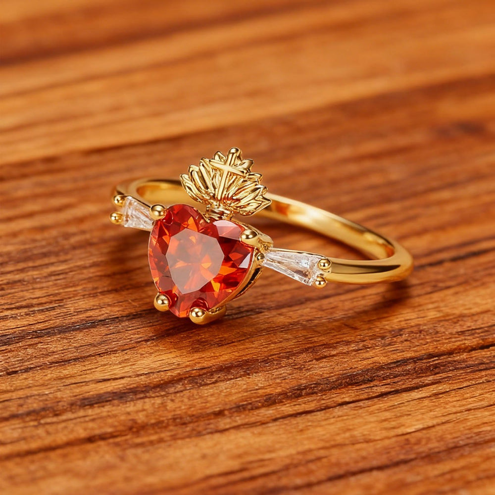 Christianartworkshop Sacred Heart Crystal Ring: A Symbol of Christ’s Unconditional Love - image 1