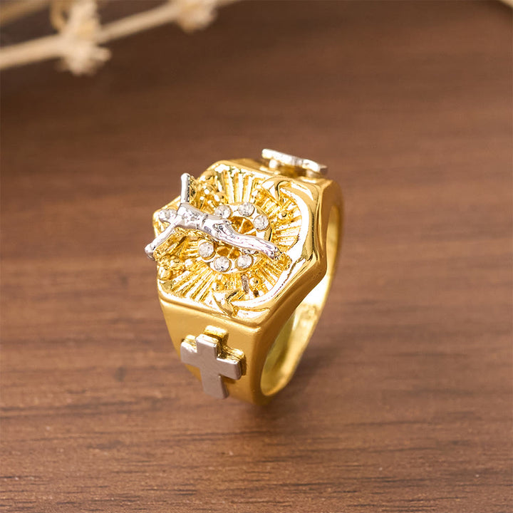 Christianartworkshop Two-Tone Crucifix Statement Ring: A Symbol of Christ’s Redemption & Faith - image 7