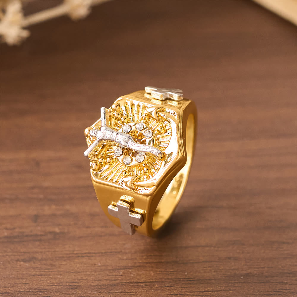 Christianartworkshop Two-Tone Crucifix Statement Ring: A Symbol of Christ’s Redemption & Faith - image 9