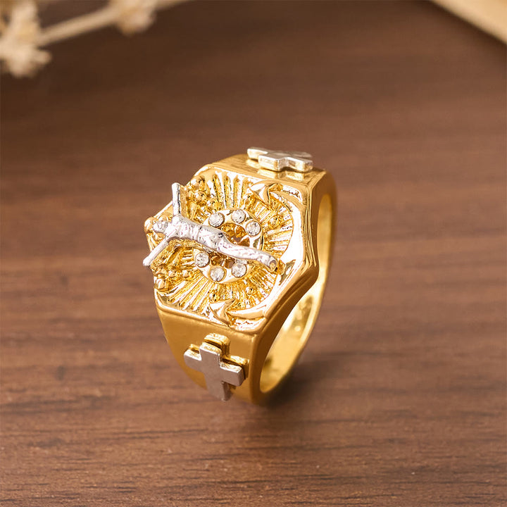 Christianartworkshop Two-Tone Crucifix Statement Ring: A Symbol of Christ’s Redemption & Faith - image 9