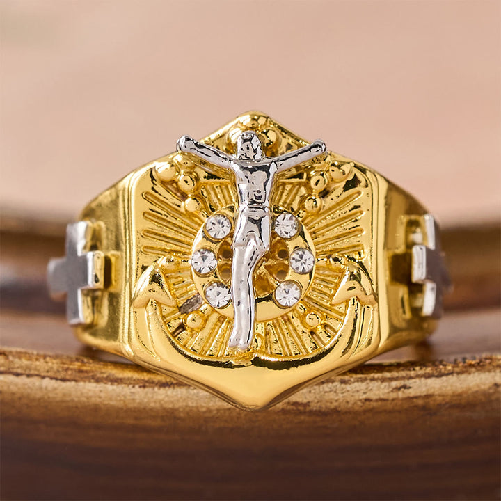 Christianartworkshop Two-Tone Crucifix Statement Ring: A Symbol of Christ’s Redemption & Faith - image 6