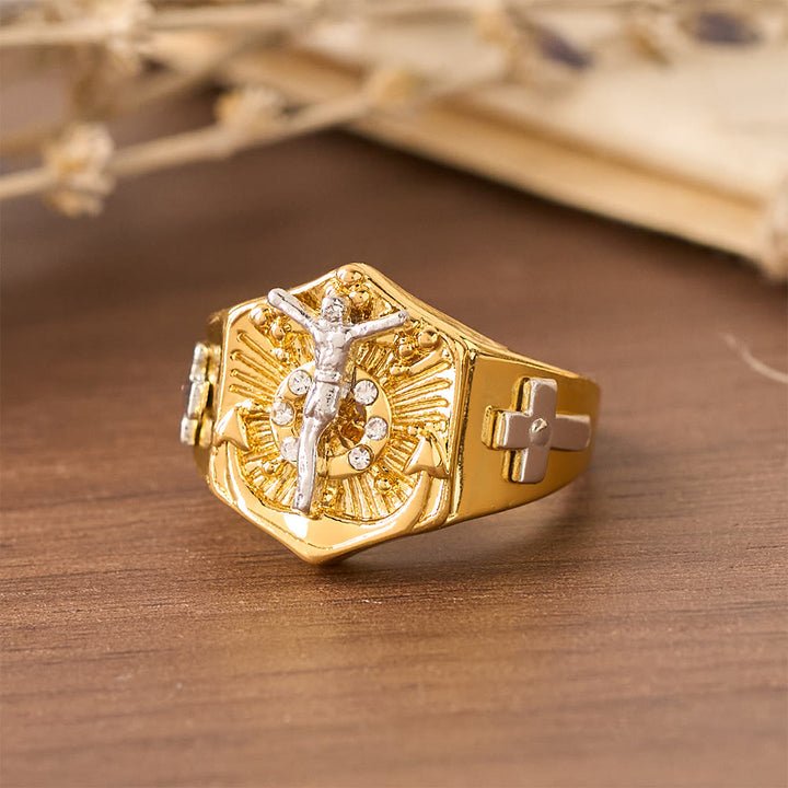 Christianartworkshop Two-Tone Crucifix Statement Ring: A Symbol of Christ’s Redemption & Faith - image 10