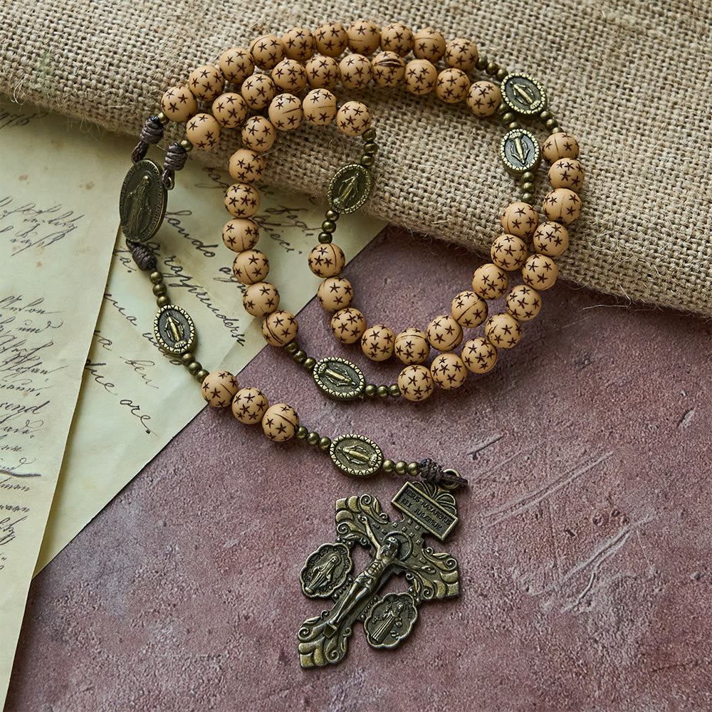 Christianartworkshop Divine Guidance Star Rosary: Acrylic Beads for Marian Devotion & Prayer - Our Lady & Crucifix - image 0