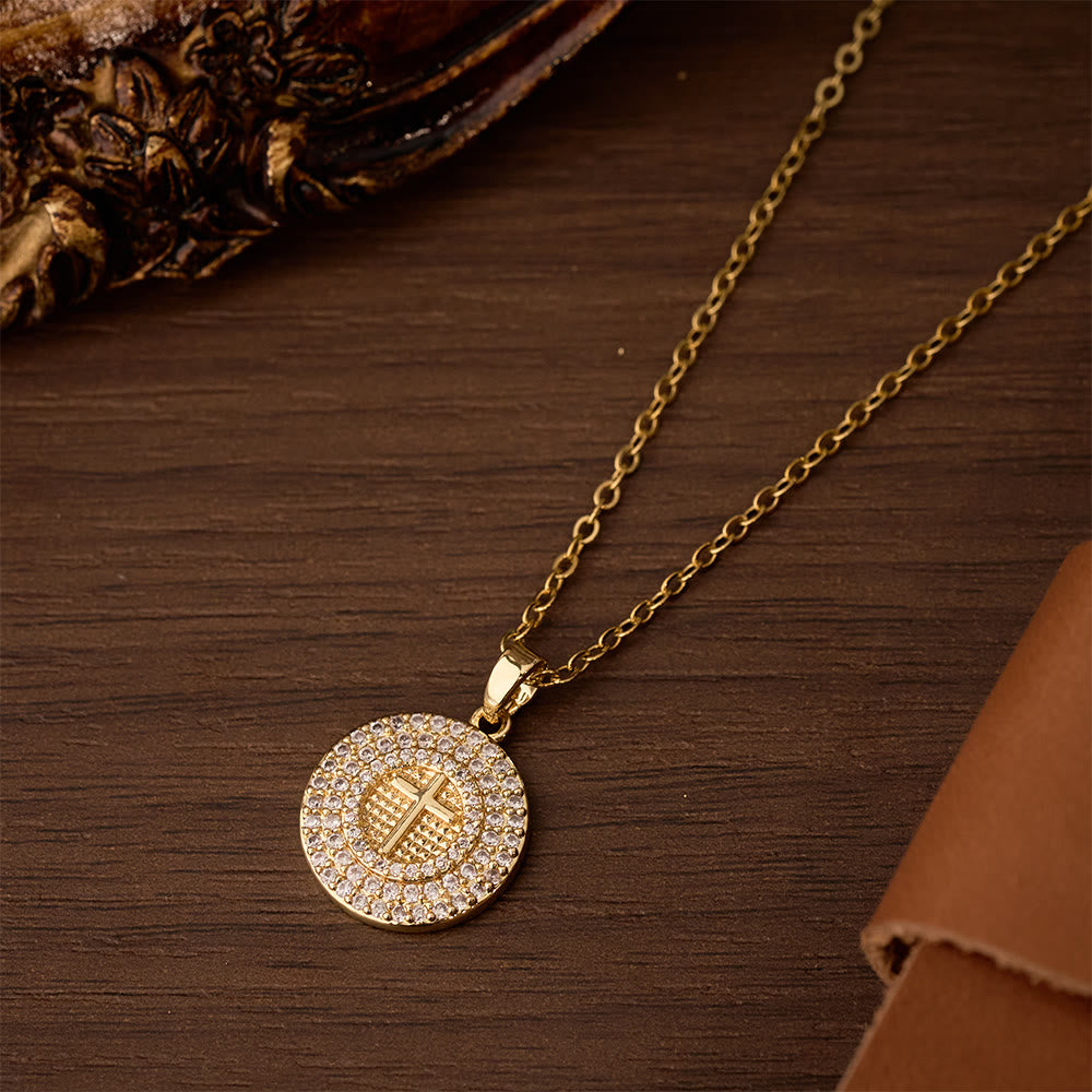 Christianartworkshop Pavé Crystal Cross Circle Necklace: A Symbol of Christ’s Light & Faith - image 3