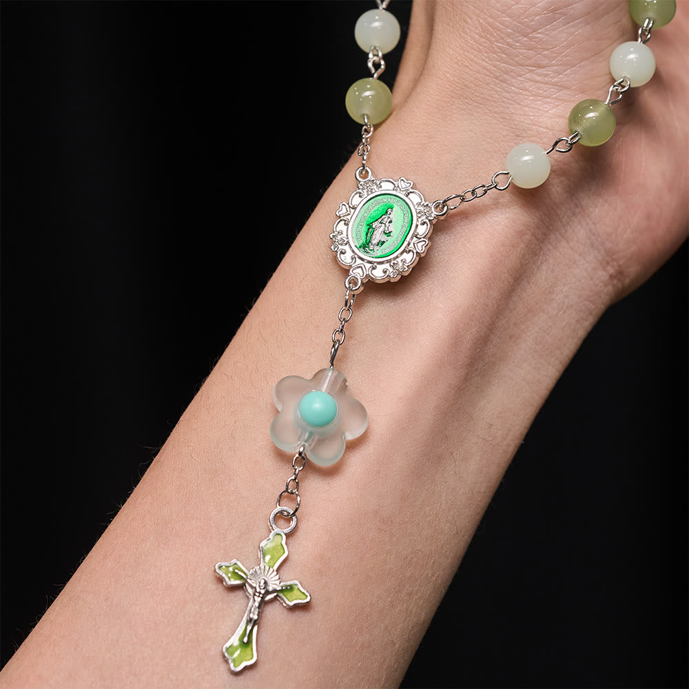 Christianartworkshop 3-Style Pastel Pocket Rosary with Flower Charm: Silver-Toned Crucifix for Marian Prayer - image 7