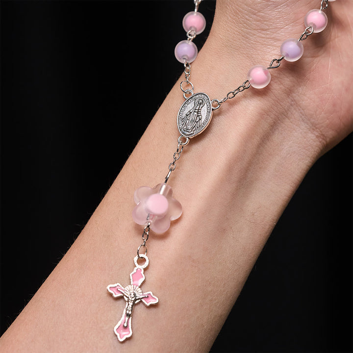 Christianartworkshop 3-Style Pastel Pocket Rosary with Flower Charm: Silver-Toned Crucifix for Marian Prayer - image 2
