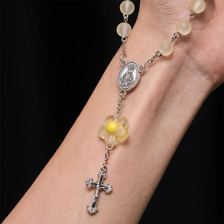 Christianartworkshop 3-Style Pastel Pocket Rosary with Flower Charm: Silver-Toned Crucifix for Marian Prayer - image 12