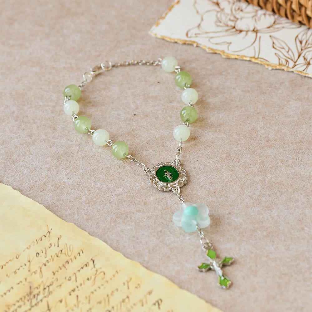 Christianartworkshop 3-Style Pastel Pocket Rosary with Flower Charm: Silver-Toned Crucifix for Marian Prayer - image 8