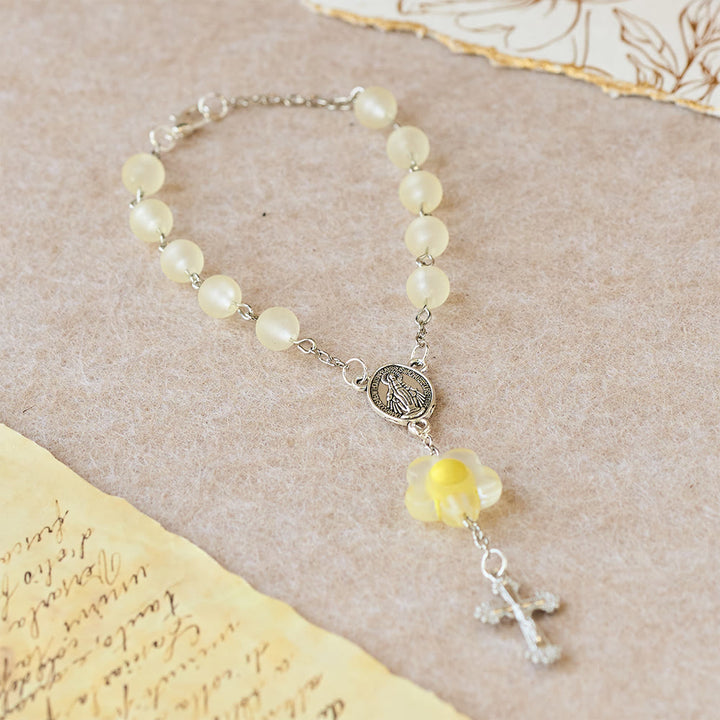 Christianartworkshop 3-Style Pastel Pocket Rosary with Flower Charm: Silver-Toned Crucifix for Marian Prayer - image 13