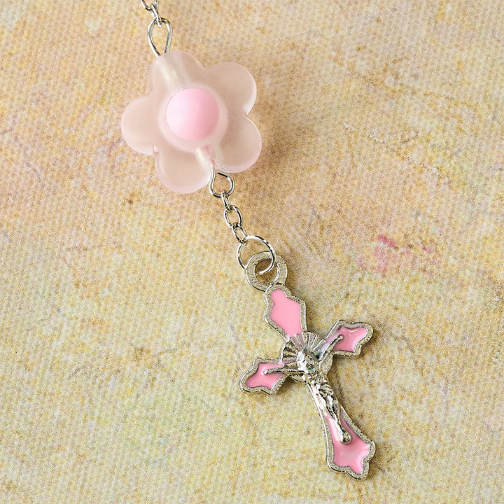 Christianartworkshop 3-Style Pastel Pocket Rosary with Flower Charm: Silver-Toned Crucifix for Marian Prayer - image 5