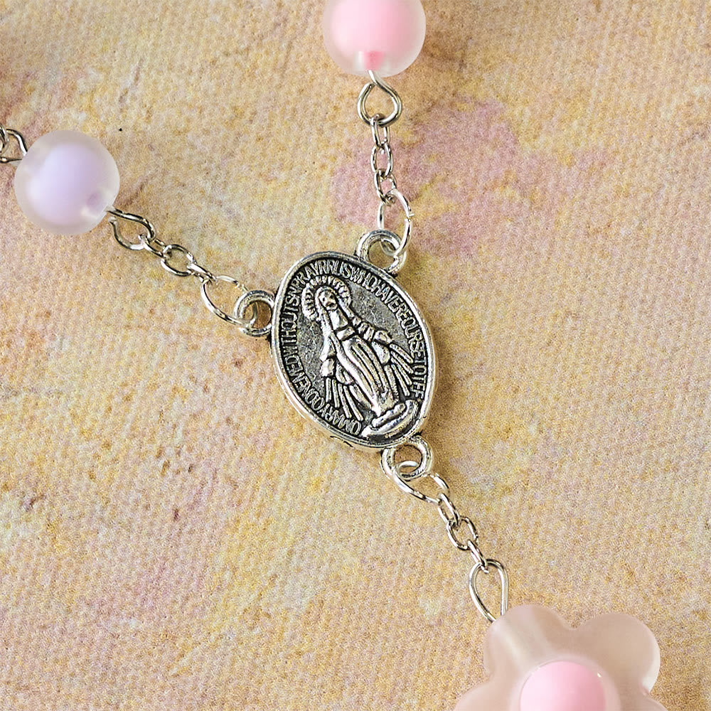 Christianartworkshop 3-Style Pastel Pocket Rosary with Flower Charm: Silver-Toned Crucifix for Marian Prayer - image 4