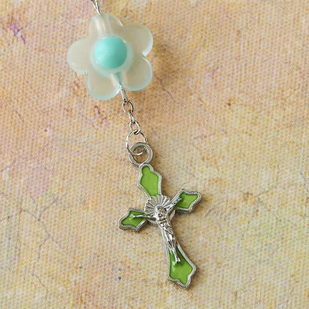 Christianartworkshop 3-Style Pastel Pocket Rosary with Flower Charm: Silver-Toned Crucifix for Marian Prayer - image 10