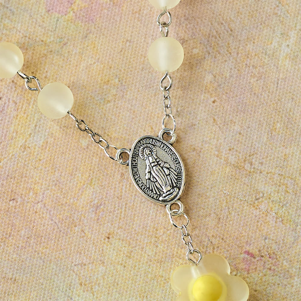 Christianartworkshop 3-Style Pastel Pocket Rosary with Flower Charm: Silver-Toned Crucifix for Marian Prayer - image 15