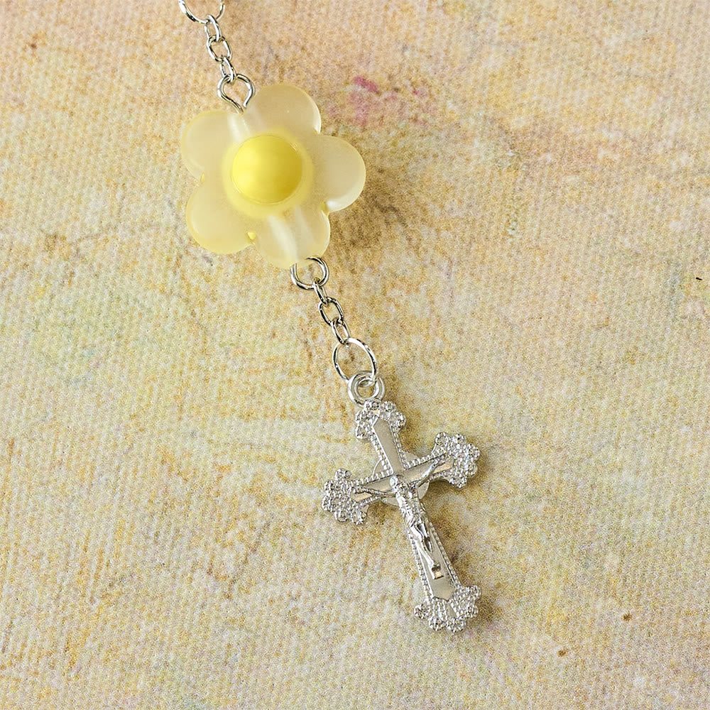Christianartworkshop 3-Style Pastel Pocket Rosary with Flower Charm: Silver-Toned Crucifix for Marian Prayer - image 16