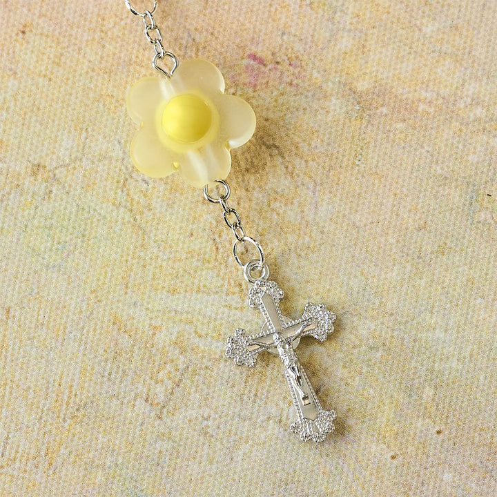 Christianartworkshop 3-Style Pastel Pocket Rosary with Flower Charm: Silver-Toned Crucifix for Marian Prayer - image 16