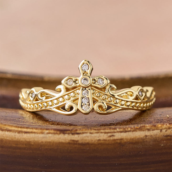 FREE Today: Dual Polished Style Cross-Crown Ring: Carry His Royal Care Close Daily - Golden(Suitable for US sizes 10-15） - image 0