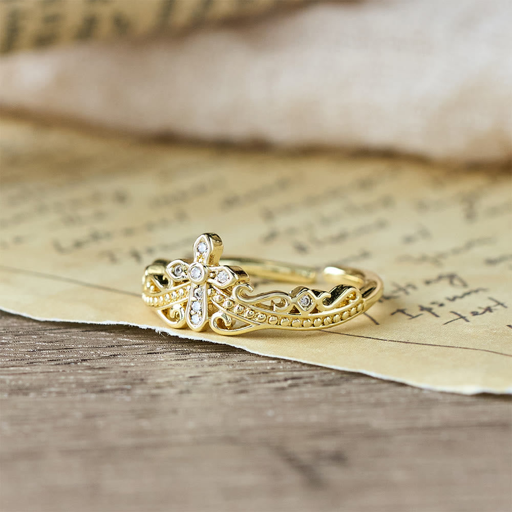 Christianartworkshop Dual Polished Style Cross-Crown Ring: Carry His Royal Care Close Daily - image 7