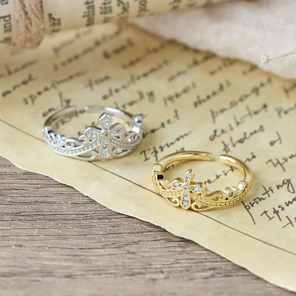 Christianartworkshop Dual Polished Style Cross-Crown Ring: Carry His Royal Care Close Daily - image 2