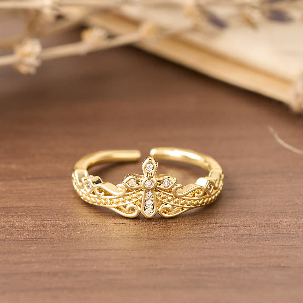 Christianartworkshop Dual Polished Style Cross-Crown Ring: Carry His Royal Care Close Daily - image 3