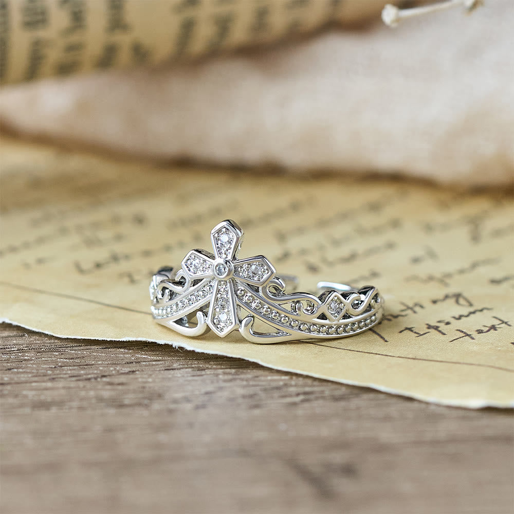 Christianartworkshop Dual Polished Style Cross-Crown Ring: Carry His Royal Care Close Daily - image 14